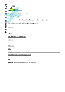 Dossier de candidature - Sc&egrave;nes Ouvertes 2015-2016