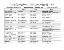 Penn Yan Friendship Squares Schedule of Saturday Dances 2014