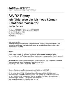 Ich f&uuml;hle, also bin ich - was k&ouml;nnen Emotionen "wissen"?
