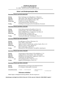 Monatlicher Speiseplan für Kindergarten– und Schulkinder, März 2015