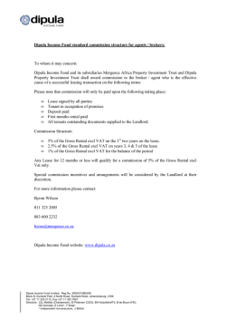 Dipula Income Fund standard commission structure for agents