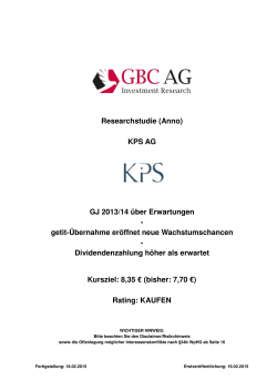 Researchstudie (Anno) KPS AG GJ 2013/14 über Erwartungen