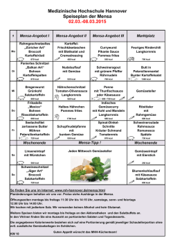 Speiseplan nächster Woche - Medizinische Hochschule Hannover
