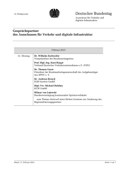 Gesprächspartner des Ausschusses für Verkehr und digitale