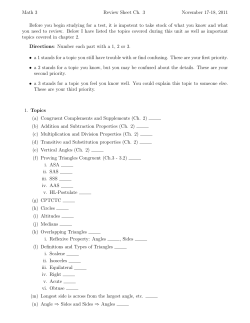 Math 3 Review Sheet Ch. 3 November 17