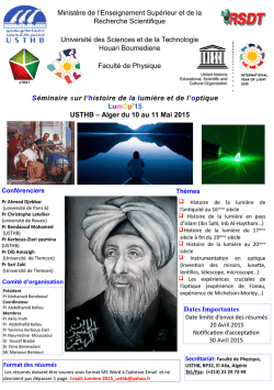 Séminaire sur l`histoire de la lumière et de l`optique