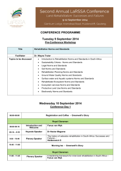 CONFERENCE PROGRAMME Tuesday 9 September