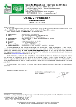 Open/2 Promotion - Comité Dauphiné Savoie de Bridge