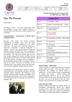 Newsletter 09102014 - Glen Iris Primary School