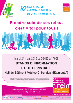 Journ&eacute;e d`information et de d&eacute;pistage Rein 2015