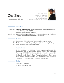 Zhe Zhou – Curriculum Vitae - The Chinese University of Hong Kong