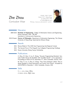 Zhe Zhou &ndash; Curriculum Vitae - The Chinese University of Hong Kong