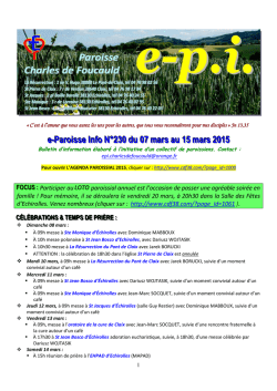 e-Paroisse Info N°230 du 07 mars au 15 mars 2015