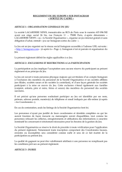 Règlement Jeu Europe 1 instagram du 6 au 25 mars 2015