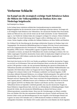 Ralph Rudolph, Uwe Markus, Verlorene Schlacht