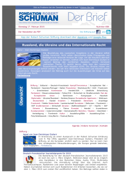Der Newsletter als PDF - La Fondation Robert Schuman