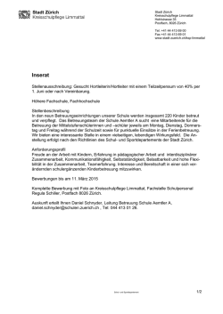 Hortleitung Schule Aemtler A 40%