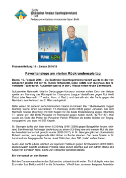ISKV FISB Favoritensiege am vierten R&uuml;ckrundenspieltag