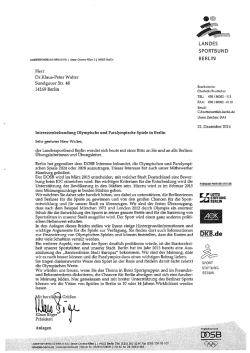 Hintergrundinformationen und Argumente f&uuml;r die Spiele in Berlin