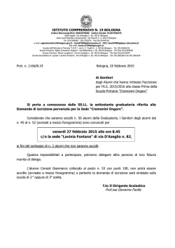 Graduatorie Alunni accolti alla Scuola Primaria