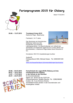 Ferienprogramm 2015 für Olsberg