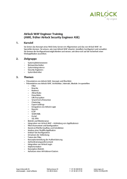 Airlock WAF Engineer Training (AWE, früher Airlock Security