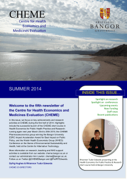 CHEME Summer 2014 Newsletter - Centre for Health Economics