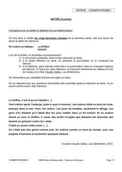 REP&Egrave;RE : 13DNBPROFRDME1 DICT&Eacute;E (5 points) Consignes pour