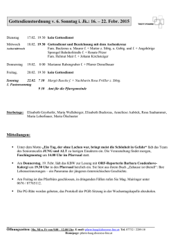 Gottesdienstordnung vom 22