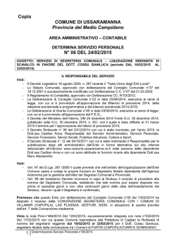 Determina Servizio Personale n°06/2015