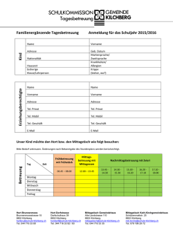 Anmeldeformular - Schule Kilchberg