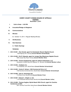 HORRY COUNTY ZONING BOARD OF APPEALS AGENDA