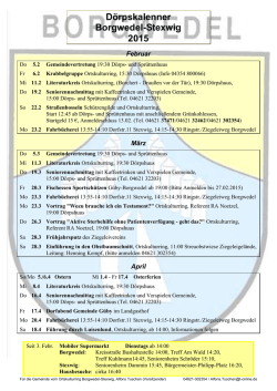 D&ouml;rpskalenner 2015 Februar-M&auml;rz