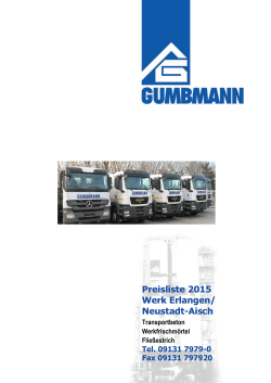Preisliste 2015 Werk Erlangen/ Neustadt-Aisch - Gumbmann-Bau
