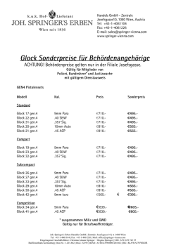 Glock Beh&ouml;rdenpreise 2015