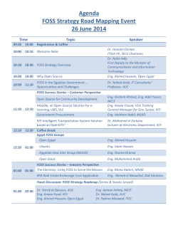 Agenda FOSS Strategy Road Mapping Event 26 June 2014