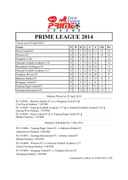PRIME LEAGUE 2014 - Football Association of Singapore