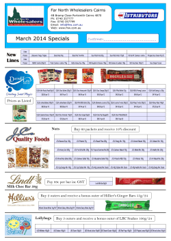 March 2014 Specials New Lines