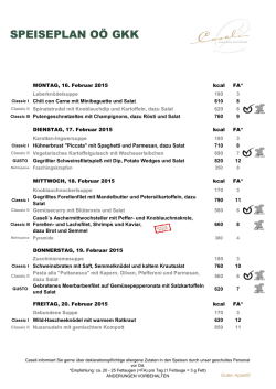 Speiseplan OÖ GKK Hauptstelle.