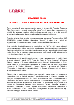 Il saluto ai partecipanti della Preside Nicoletta Berrone