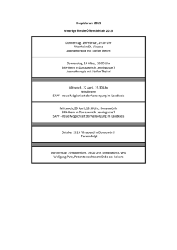 Hospizforum 2015 Vortr&auml;ge f&uuml;r die &Ouml;ffentlichkeit 2015 Donnerstag
