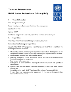 Terms of Reference for UNDP Junior Professional Officer (JPO)