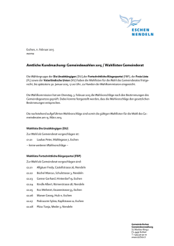 Amtliche Kundmachung: Gemeindewahlen 2015