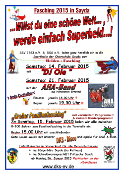 Fasching in Sayda am 14.,15. und 21.02.! Hier klicken!