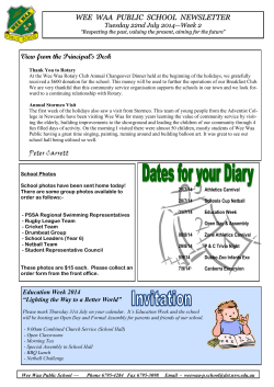 WEE WAA PUBLIC SCHOOL NEWSLETTER View from the
