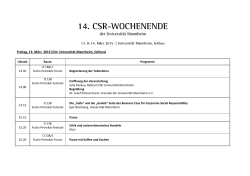 Programm 14. CSR-Wochenende