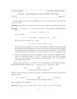 Lecture - Class Equation/ Intro to Sylow Theorems