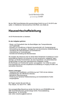 Hauswirtschaftsleitung - Sozial-Betriebe-K&ouml;ln