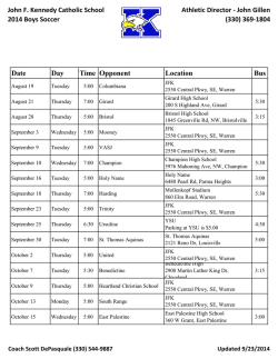 John F. Kennedy Catholic School 2014 Boys Soccer Athletic Director