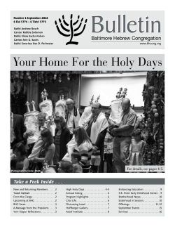 September 2014 Bulletin - Baltimore Hebrew Congregation